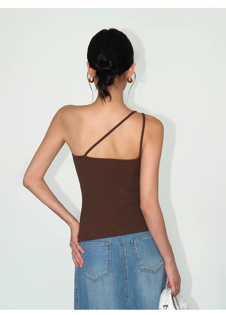 Ring Accent One‑Shoulder Knit Top