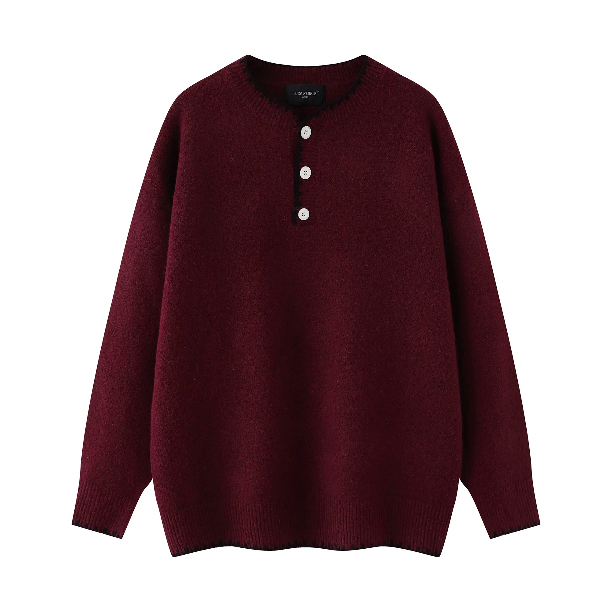 Frayedge Cozy Henley Knit Sweater