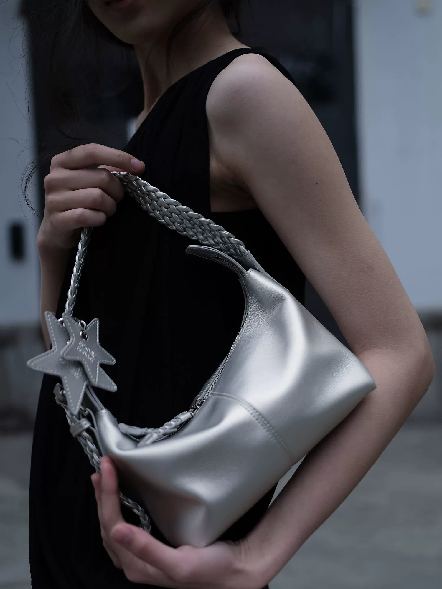 Braided Handle Star Moon Shoulder Bag - view 1