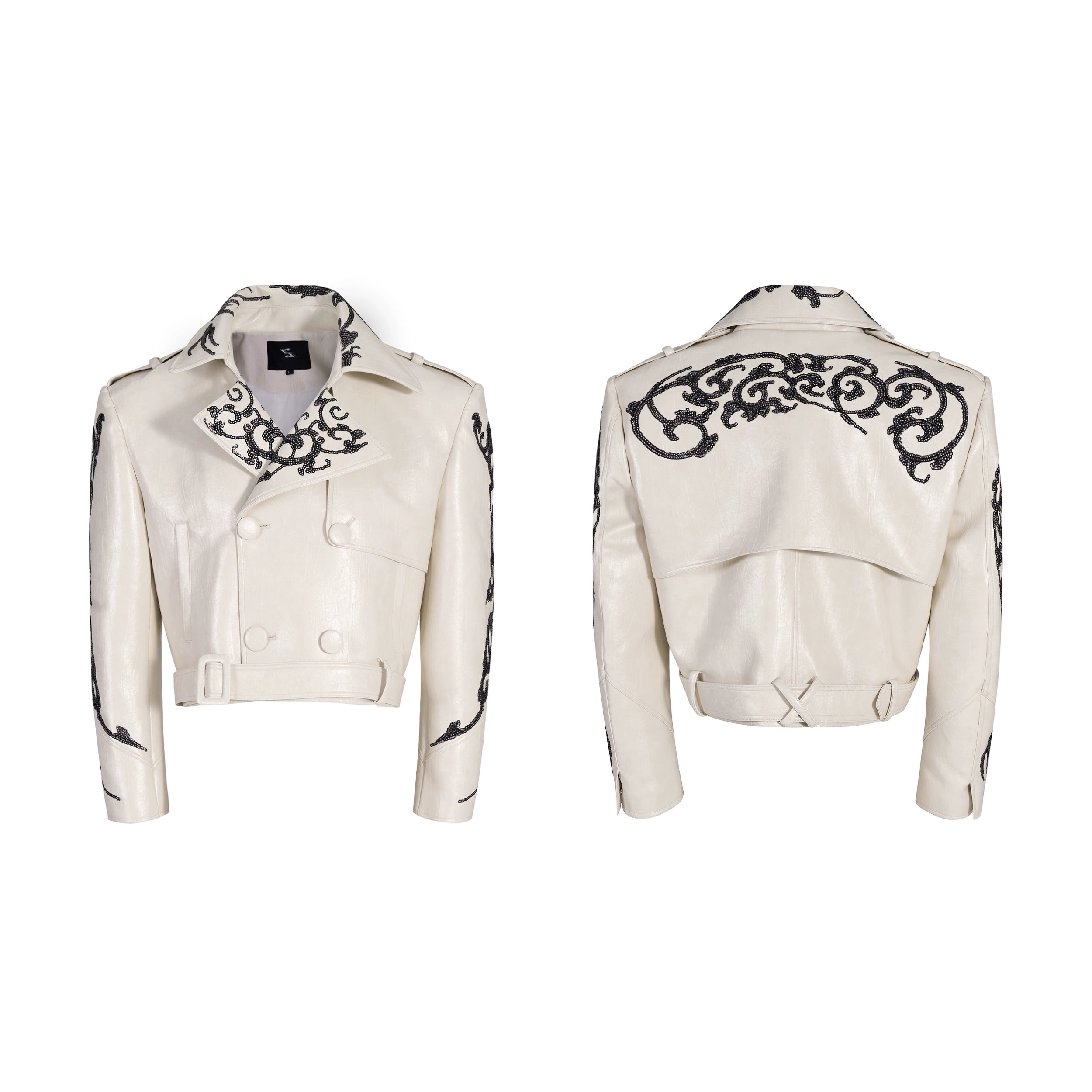 Cropped Faux Leather Trench
