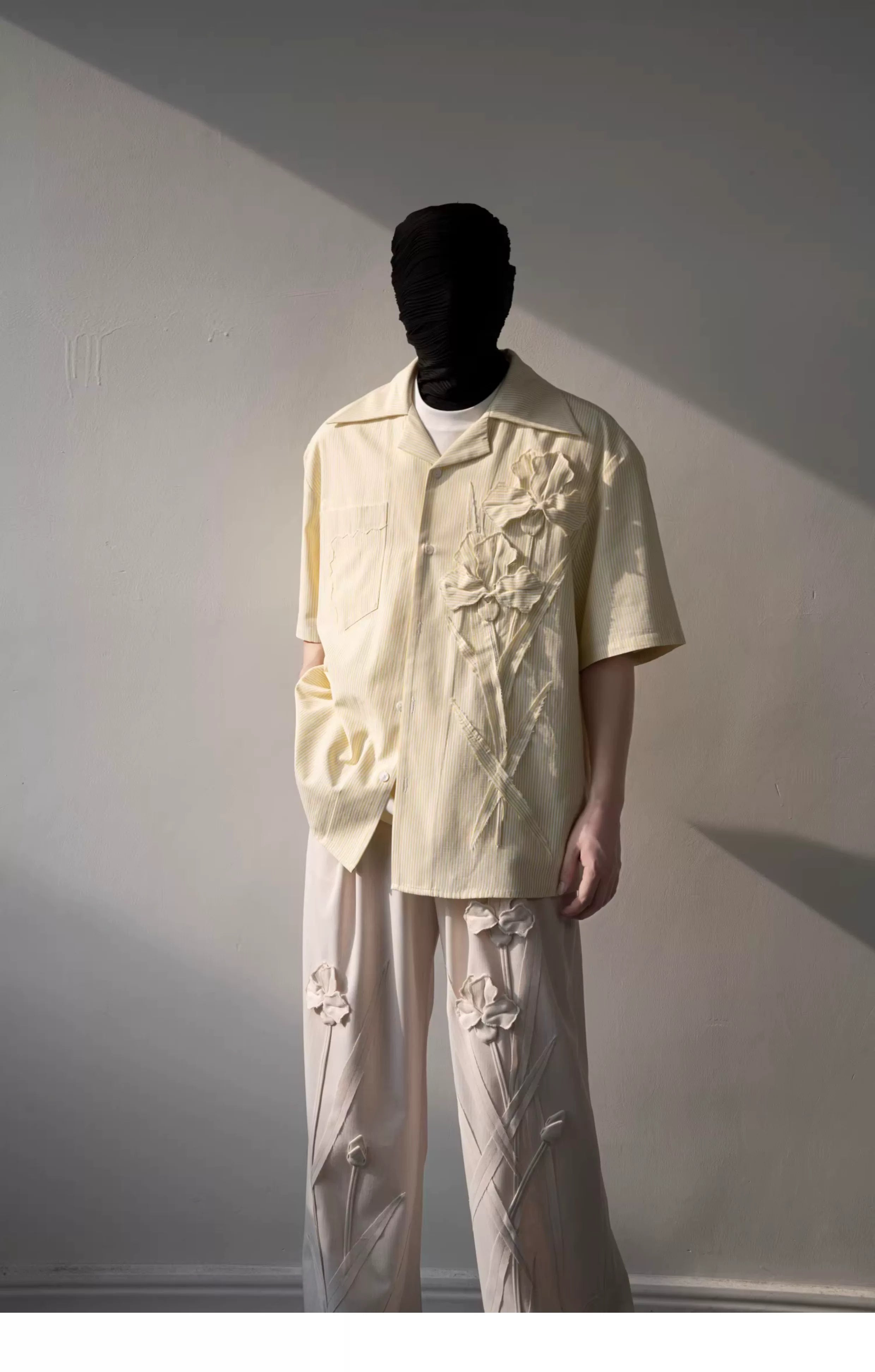 Iris Bloom Stripe Camp Shirt