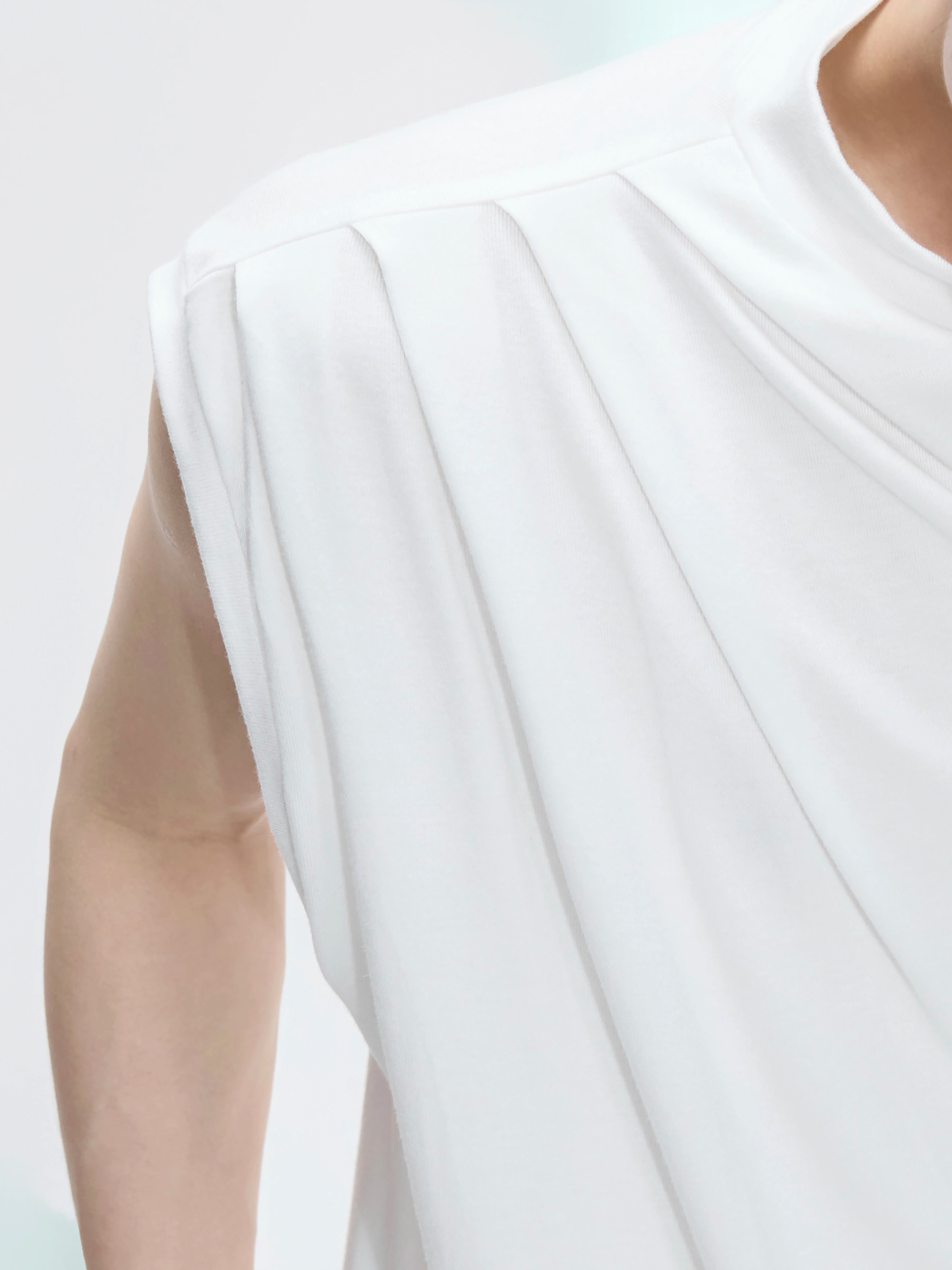 Sleeveless Mock Neck Draped T-Shirt