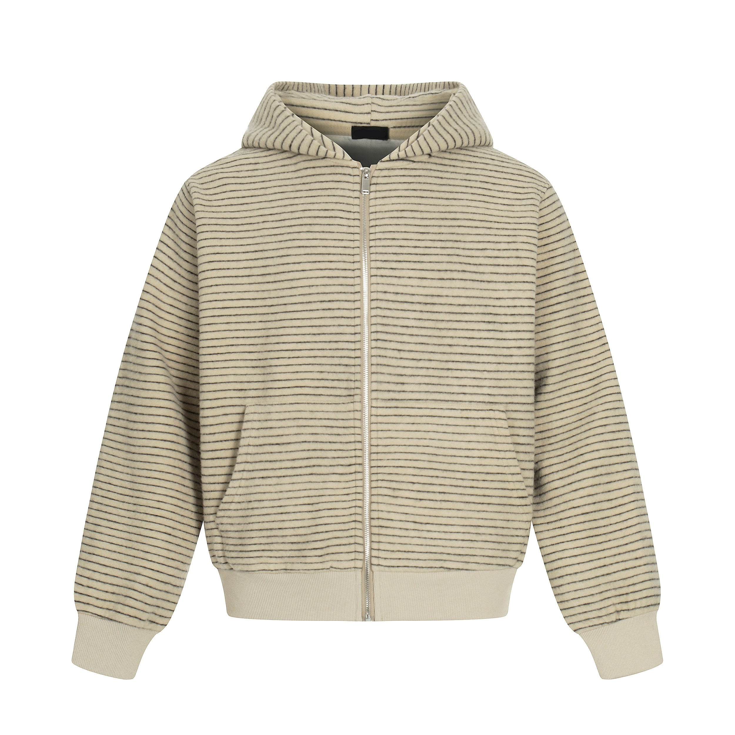 Oversized Striped Fleece Zip-Up Hoodie