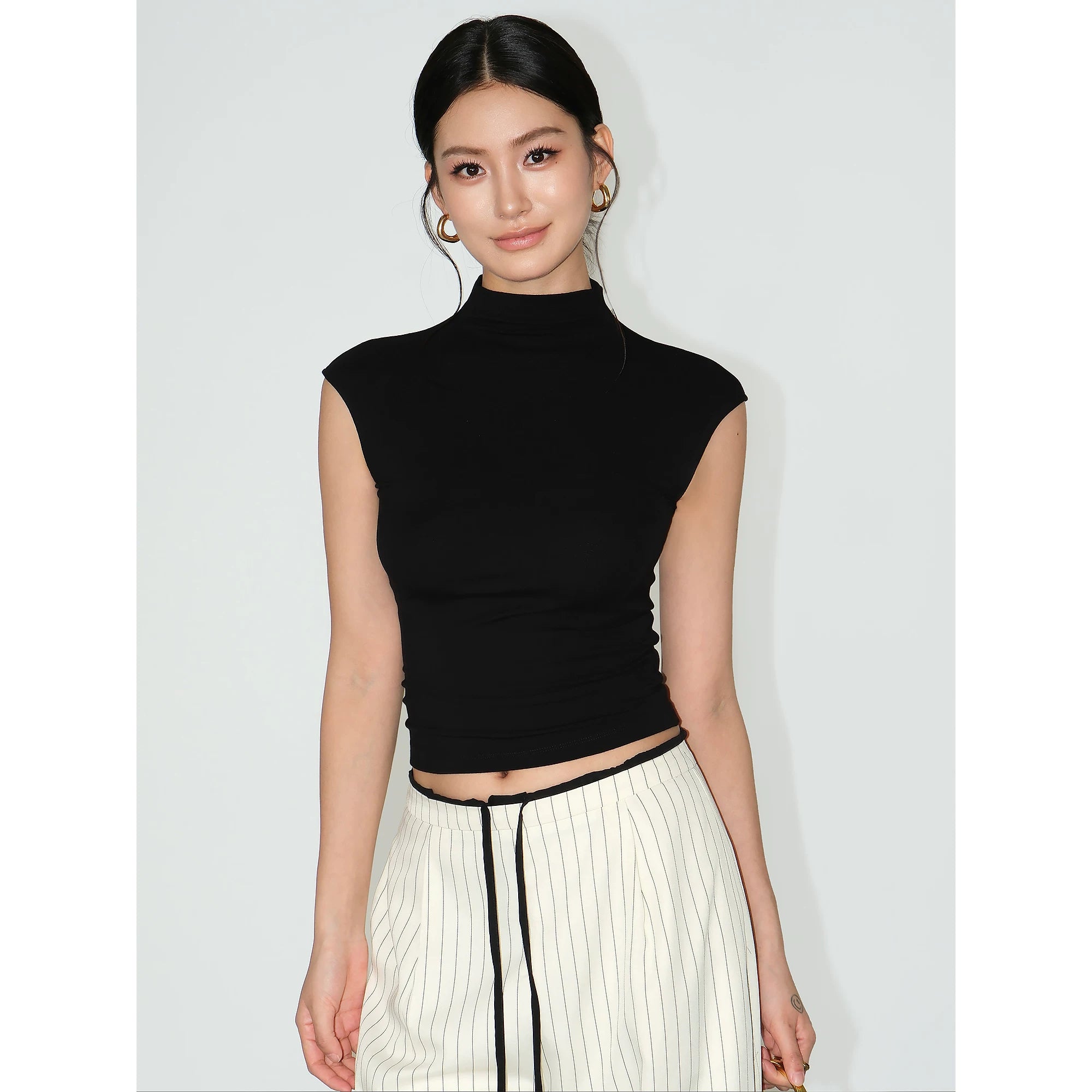 Contour Ease Sleeveless Mock-Neck Tops
