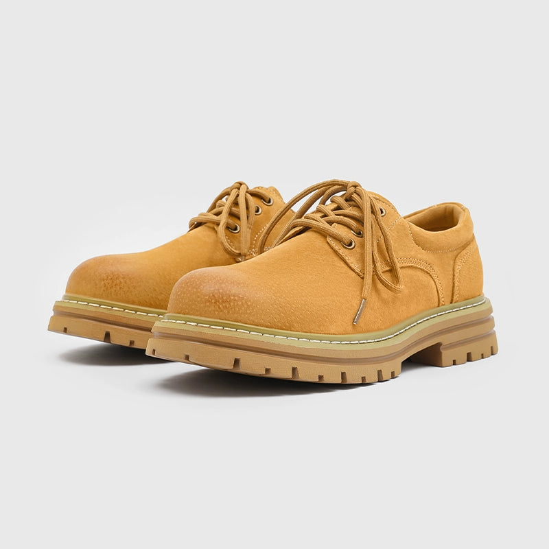 Distressed Leather Chunky Derby Shoes