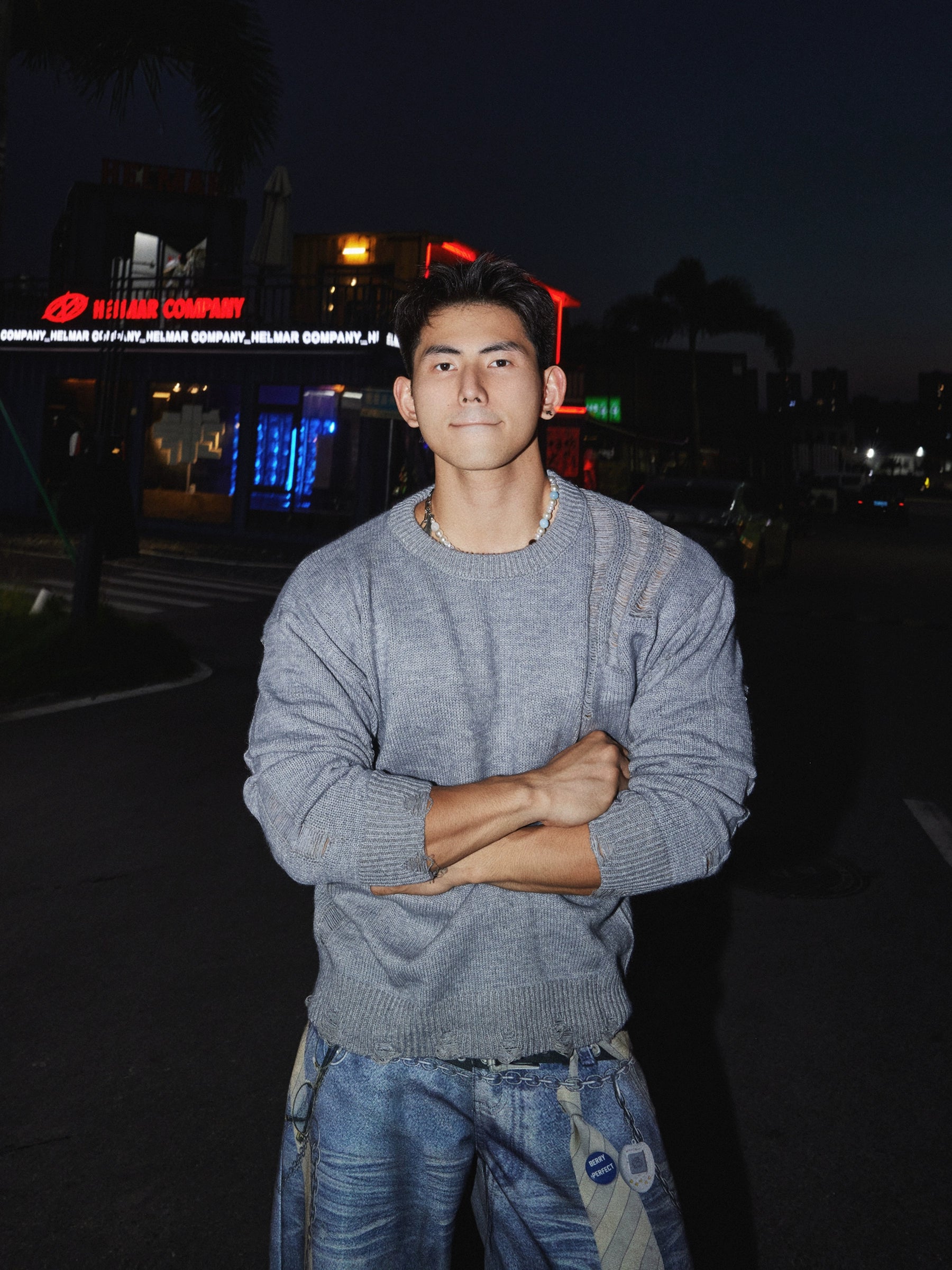 Misty Panel Textured Knit Sweater