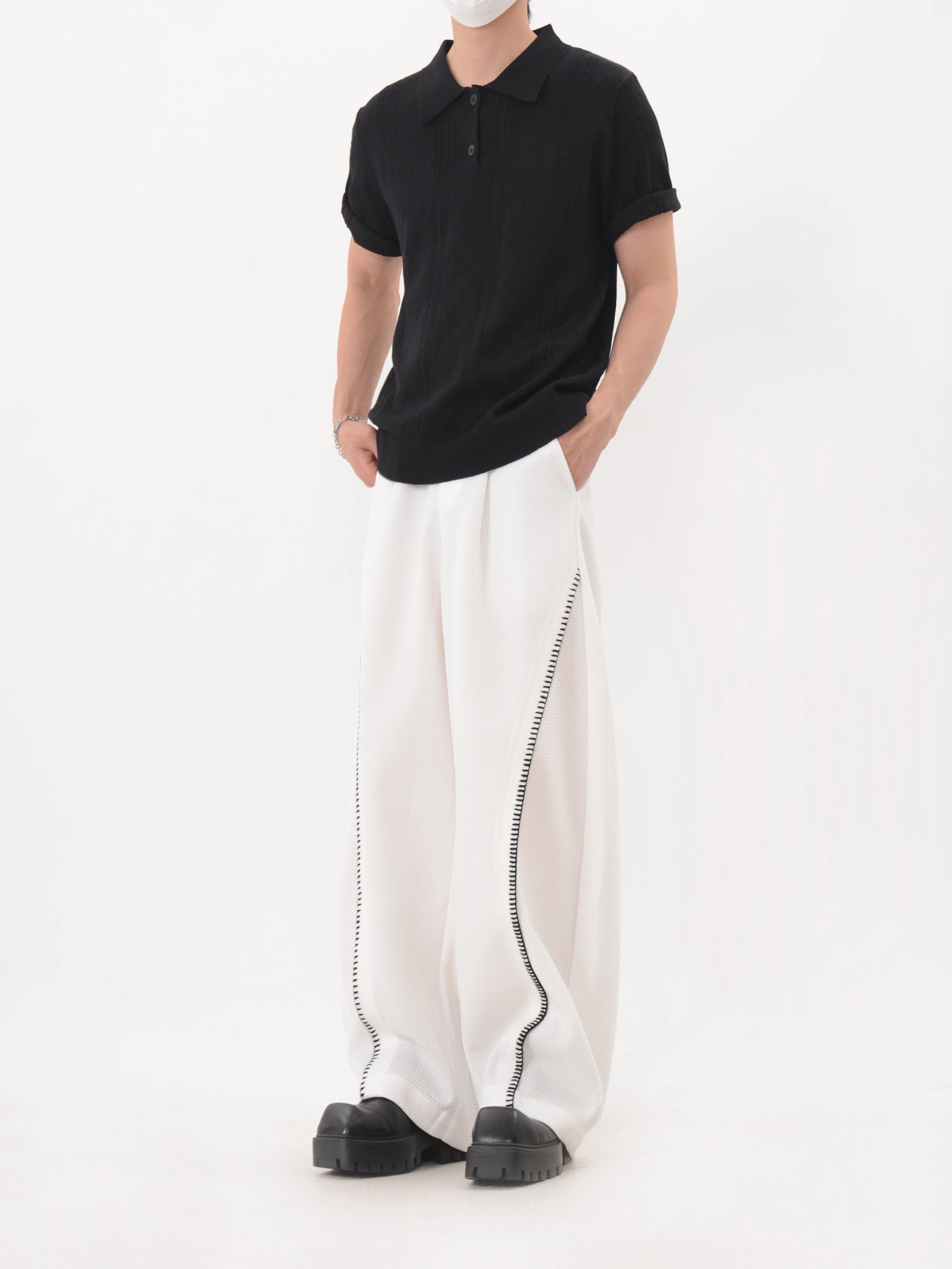 Frost Textured Lattice Knit Polo