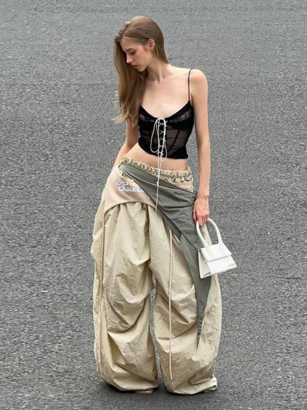 Deconstructed Drawstring Cargo Pants