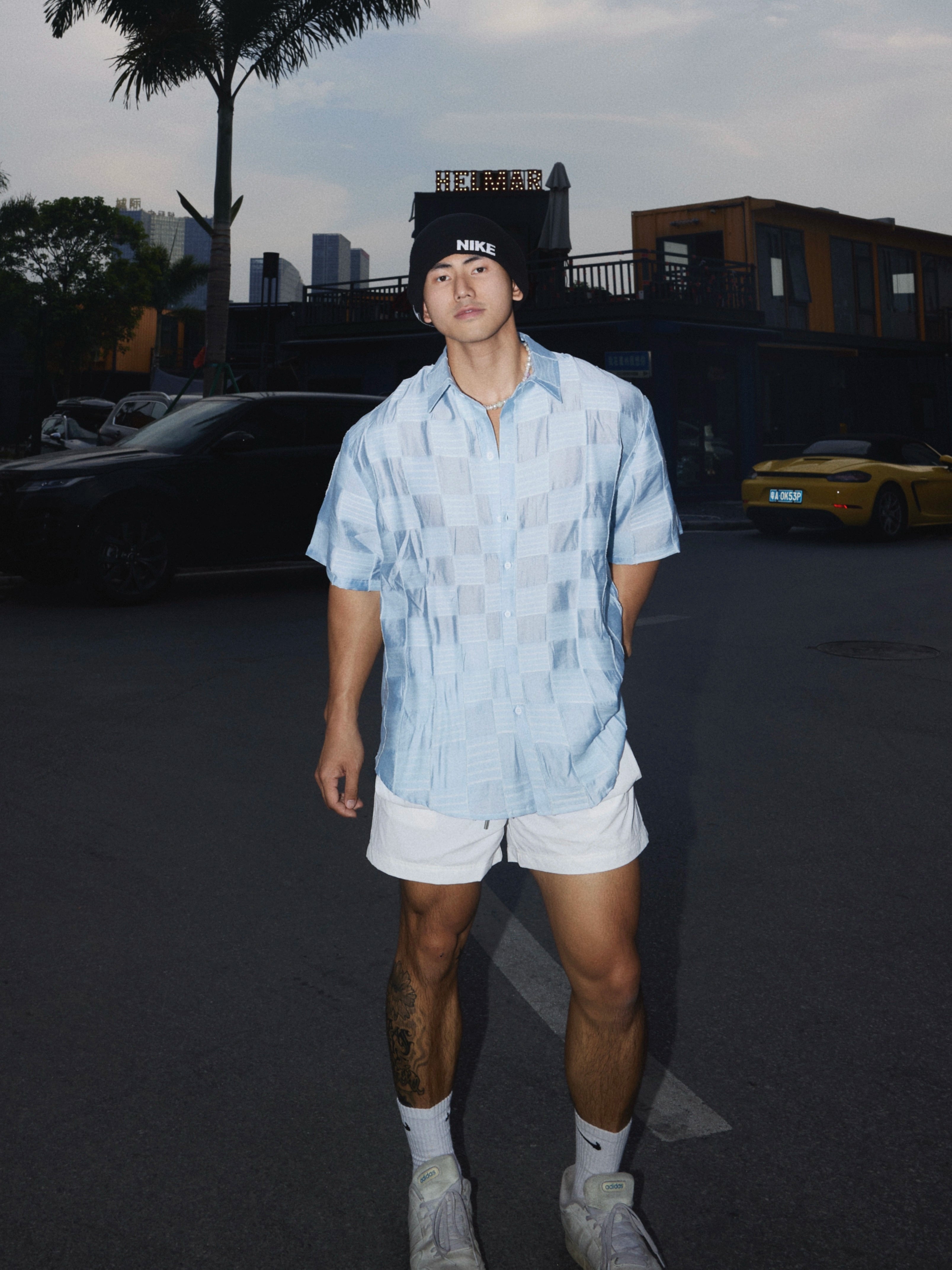 Textured Short Sleeve Button-Up Shirt