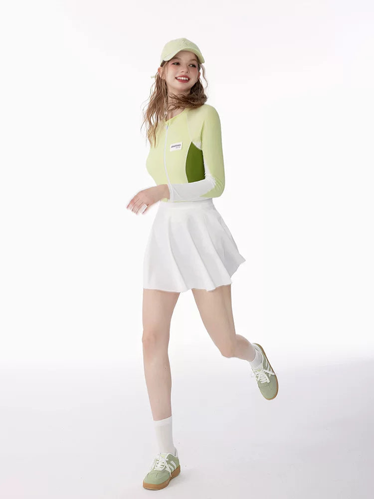 Lime Rally Zip Panel One‑Piece