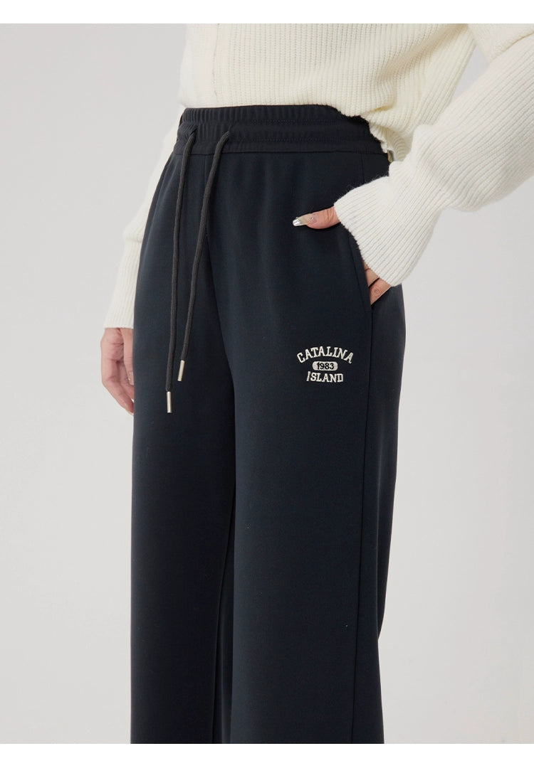 Straight-leg Fleece-lined Thick Sweatpants