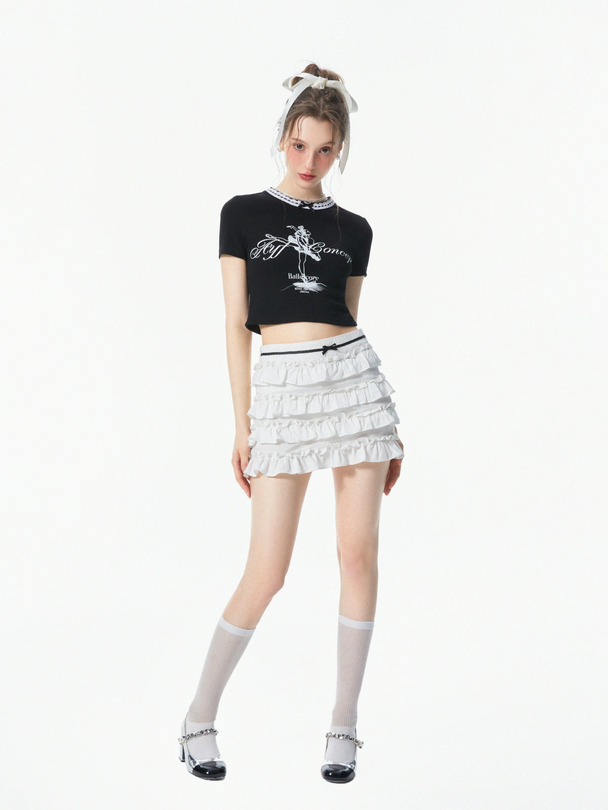 White Layered Ruffle Mini Skirt