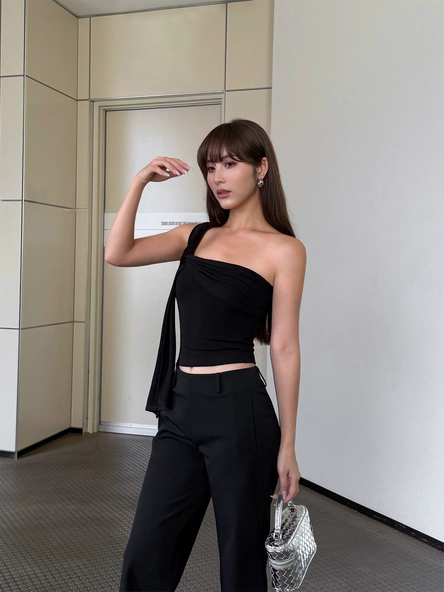 Asymmetric Draped One Shoulder Top
