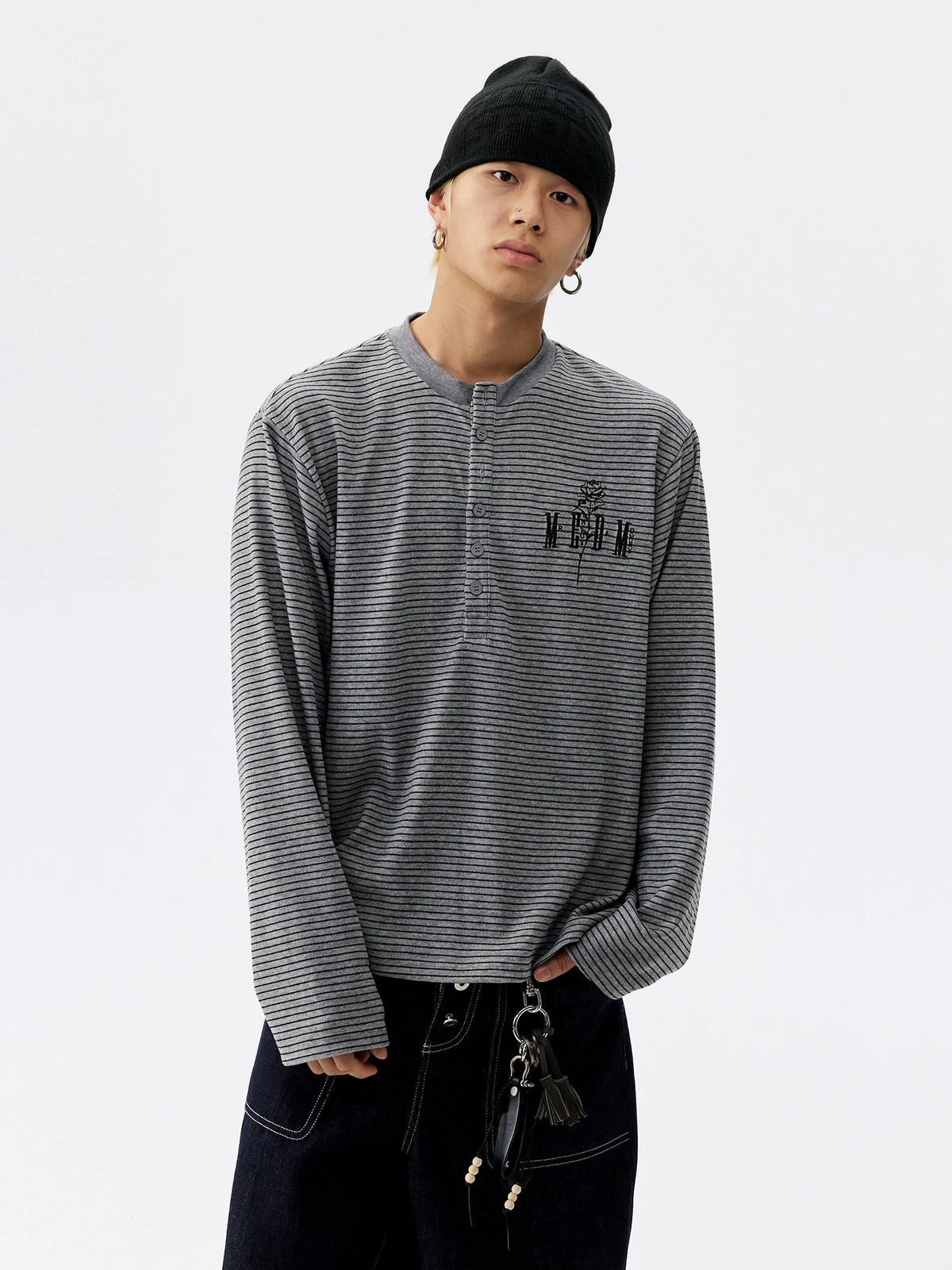 Striped Whisper Henley Long-Sleeve
