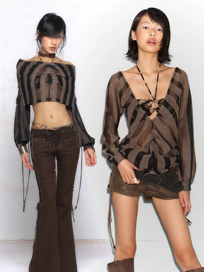 Bronze Mirage Stripe Drape Top
