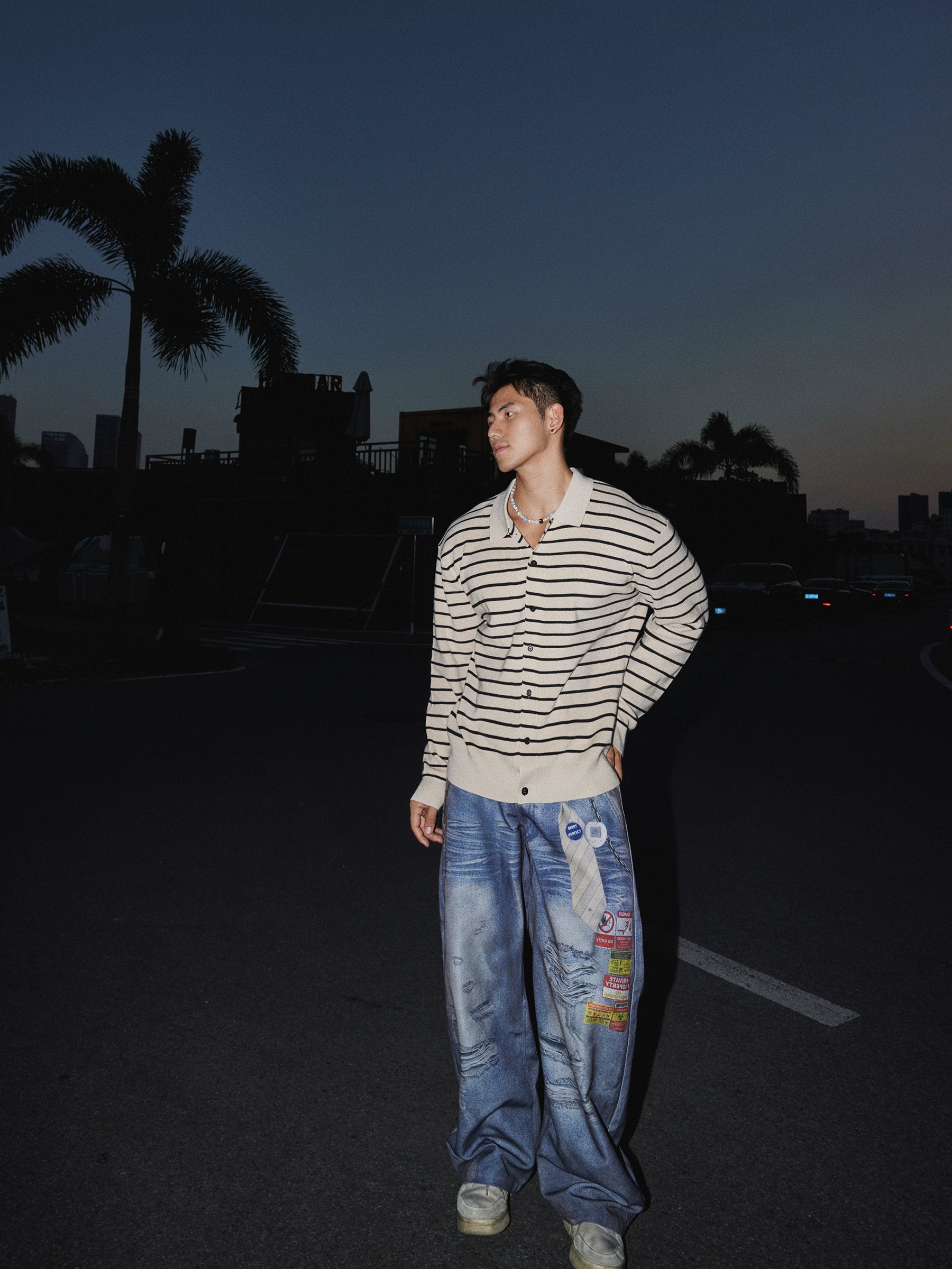 Moonlit Drift Striped Cardigan