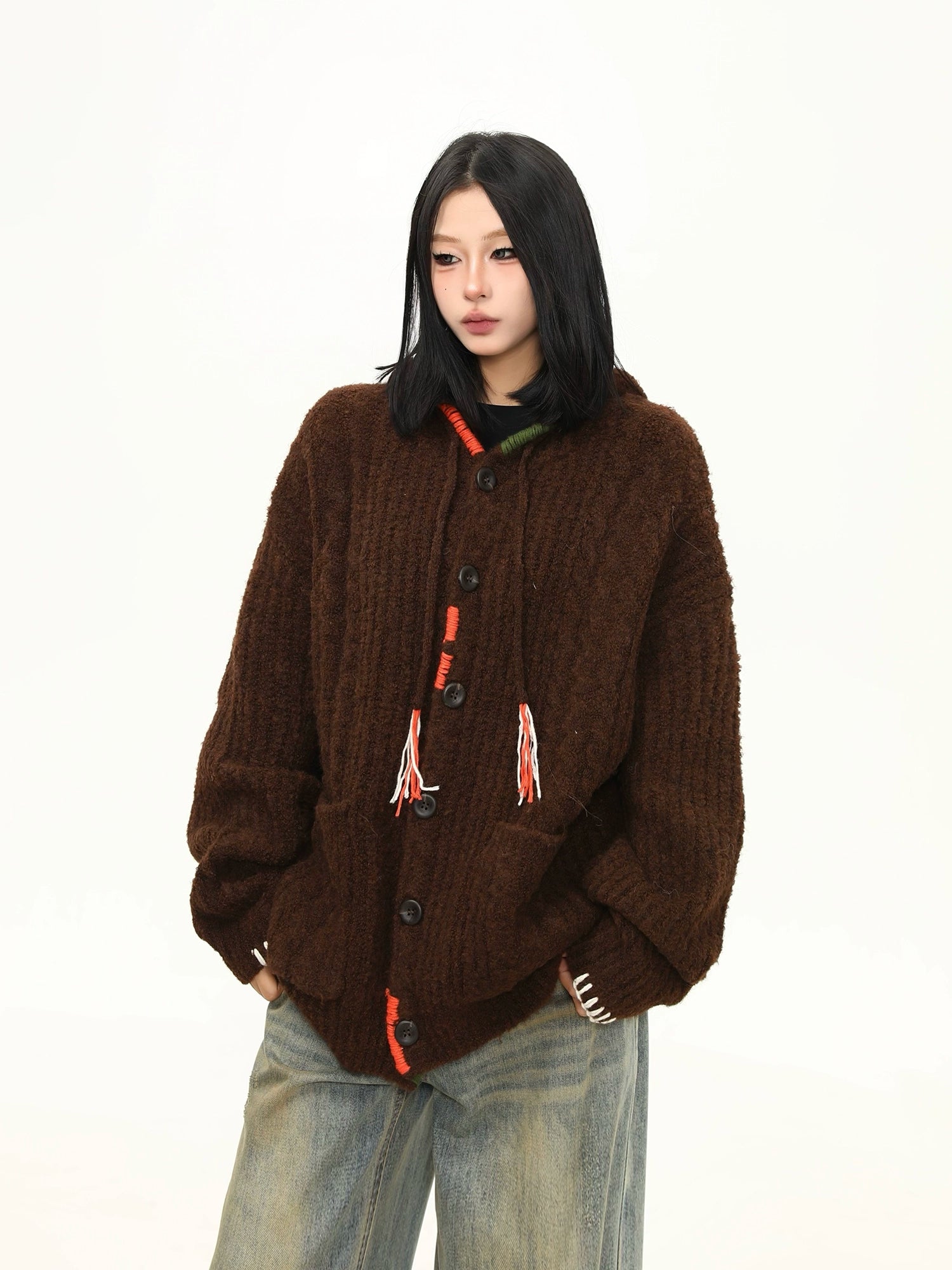 Cocoa Hearth Hooded Knit Cardigan
