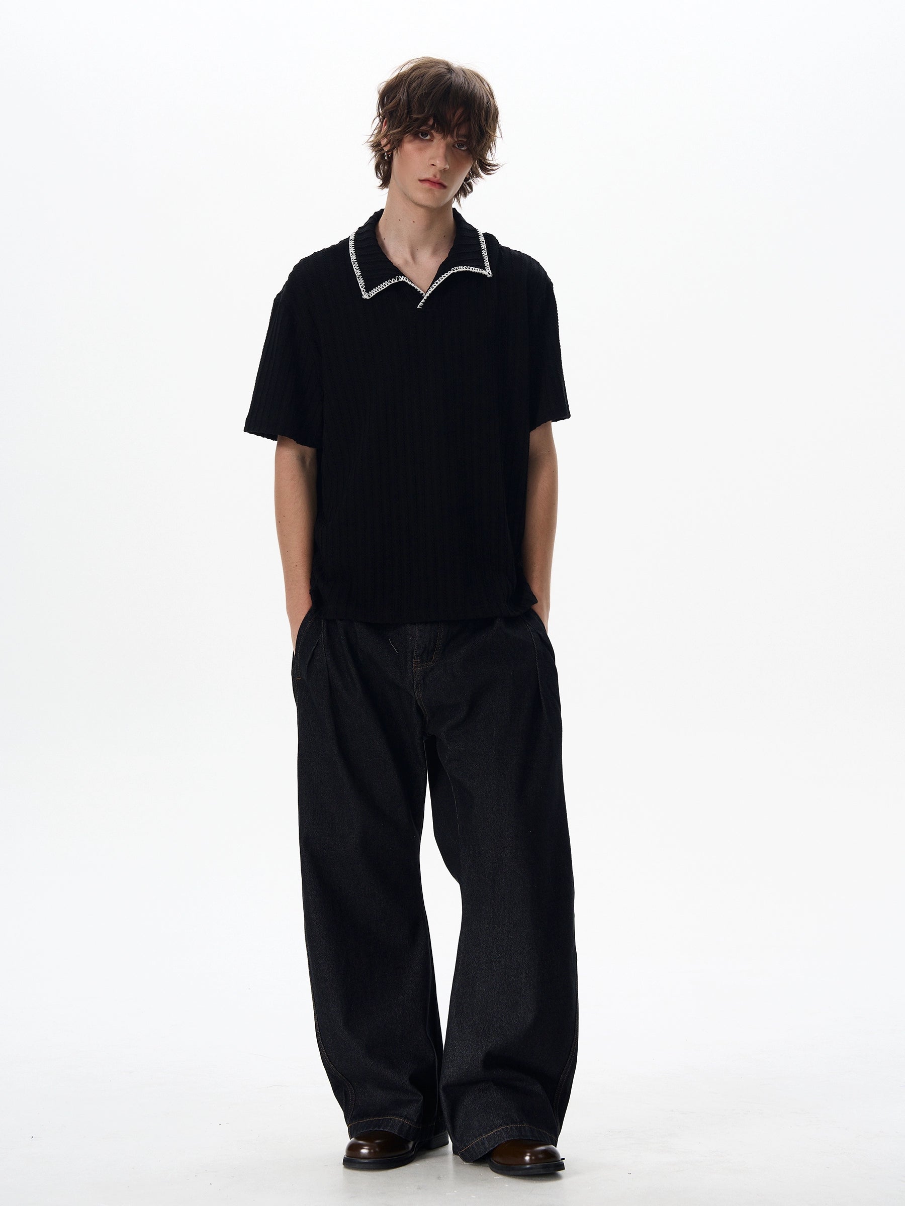 Urban Texture Knit Polo Shirt
