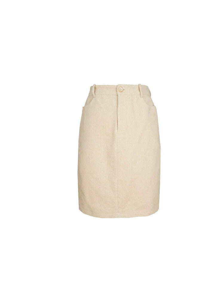 Corduroy Button-Front Mini Skirt