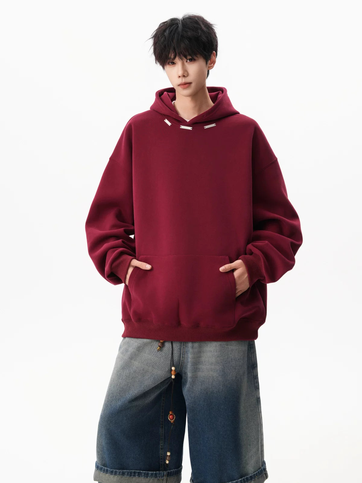 Noir Minimal Drop‑Shoulder Hoodie
