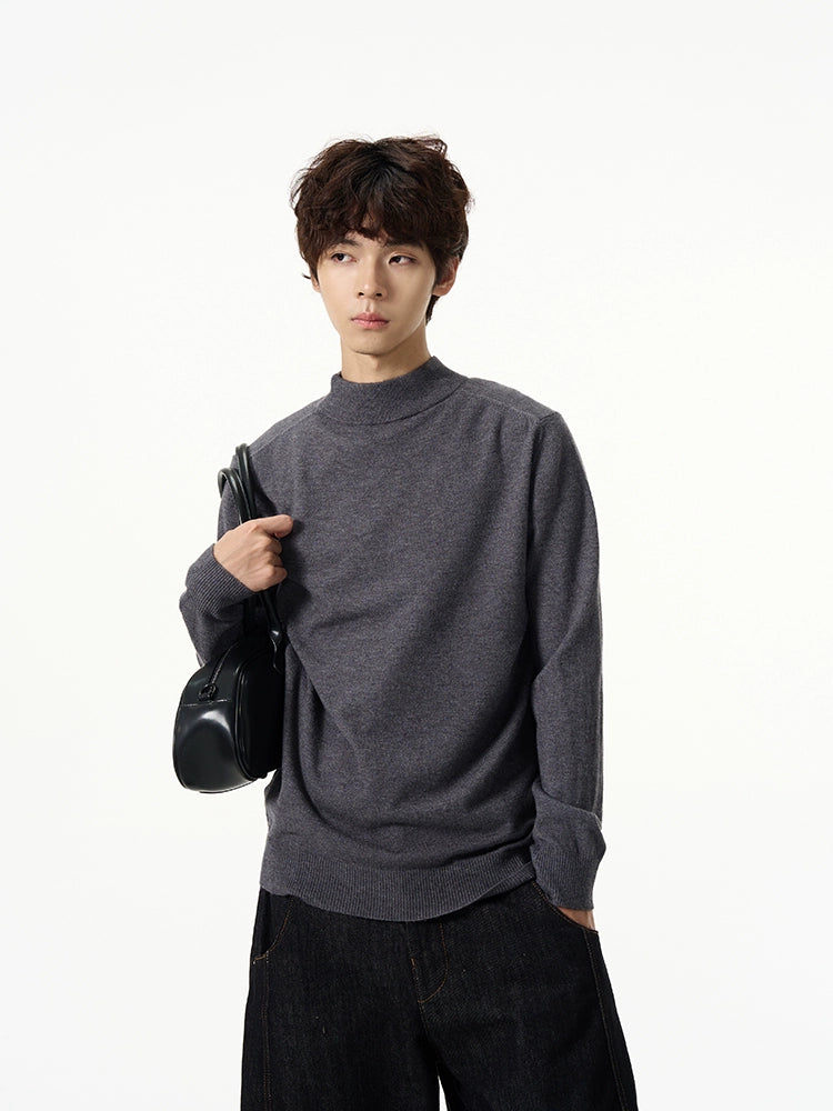 Minimalist Mock Neck Knit Sweater