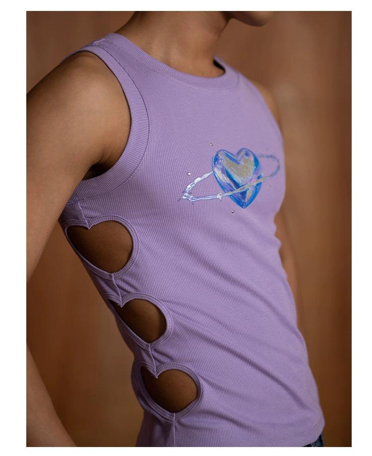 Cosmic Heart Ribbed Tank Top - chiclara