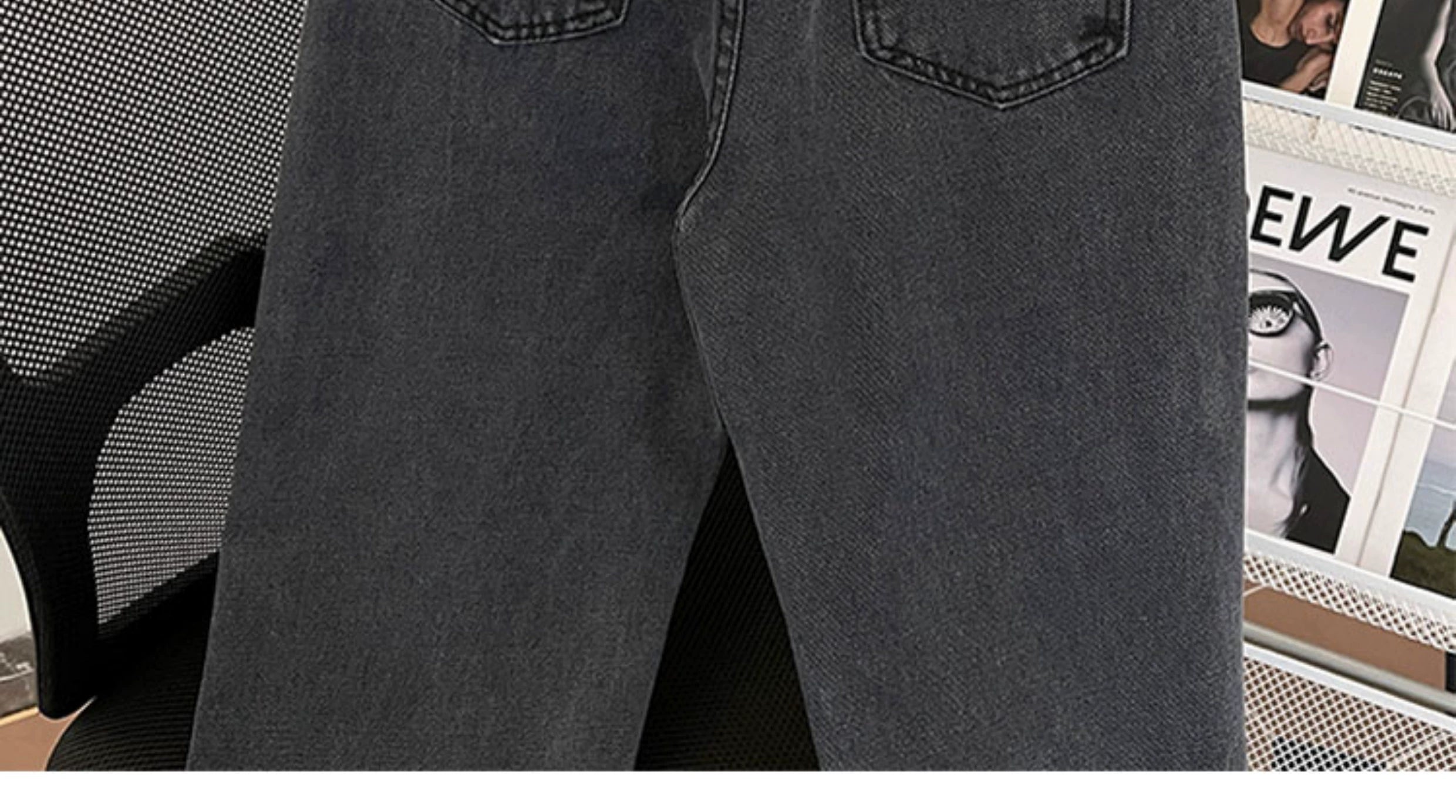 Washed Straight Leg Denim Jeans