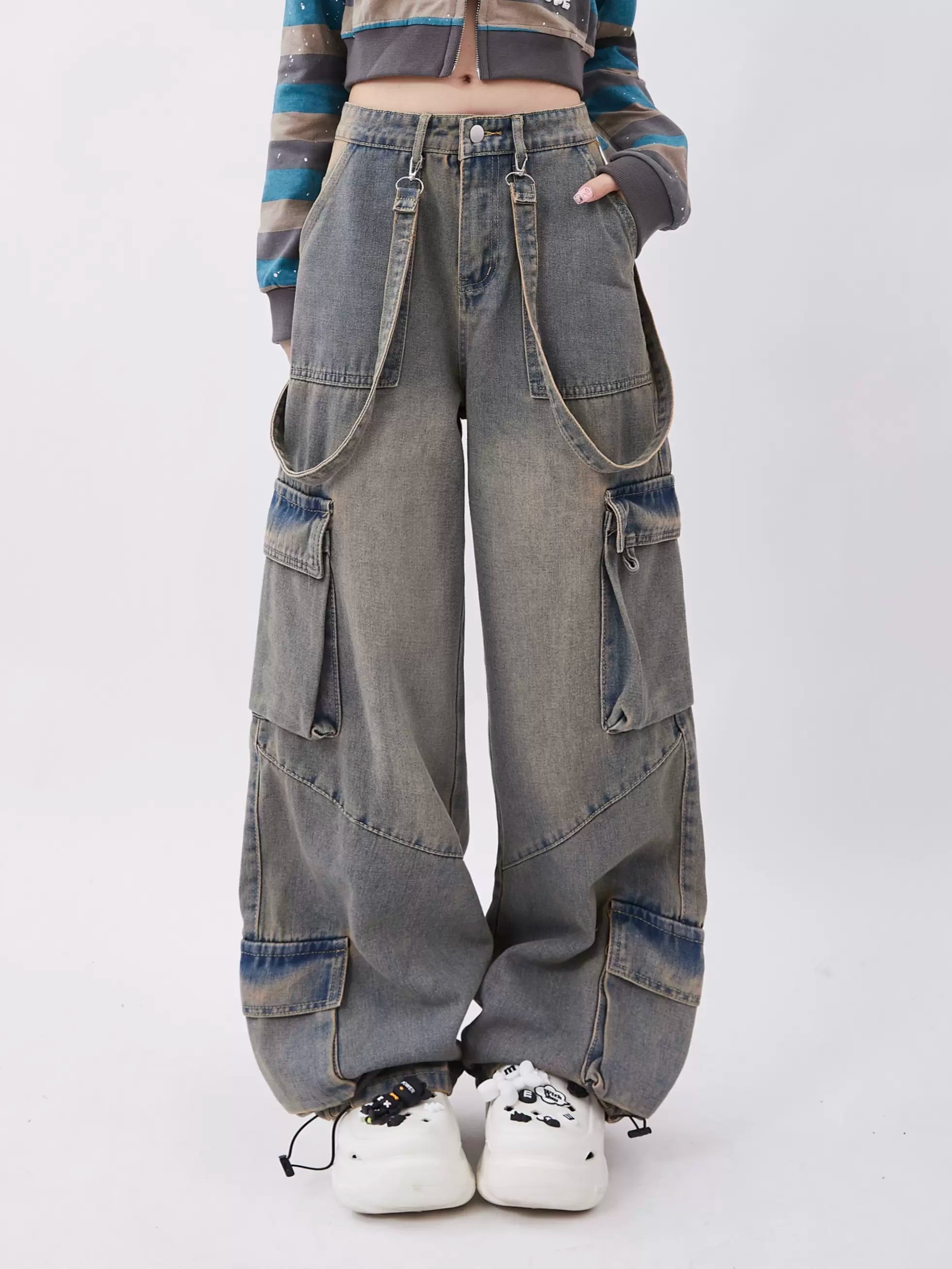 Big Pocket Design Jeans - chiclara