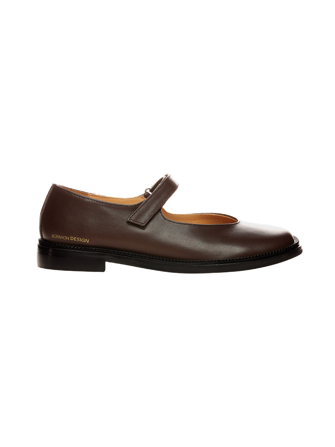 Classis Leather Strap Velcro Mary Janes-Brown
