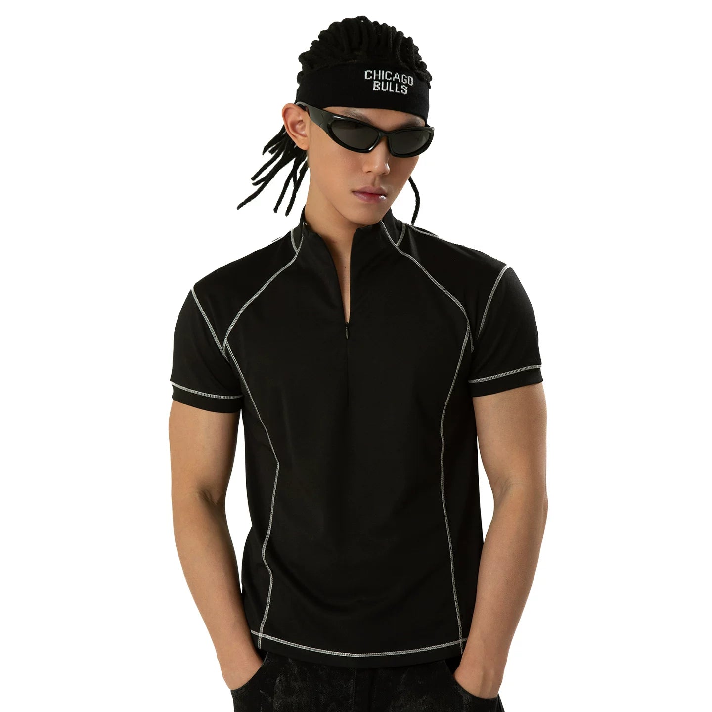 Circuit Line Contrast Zip Tech Tee
