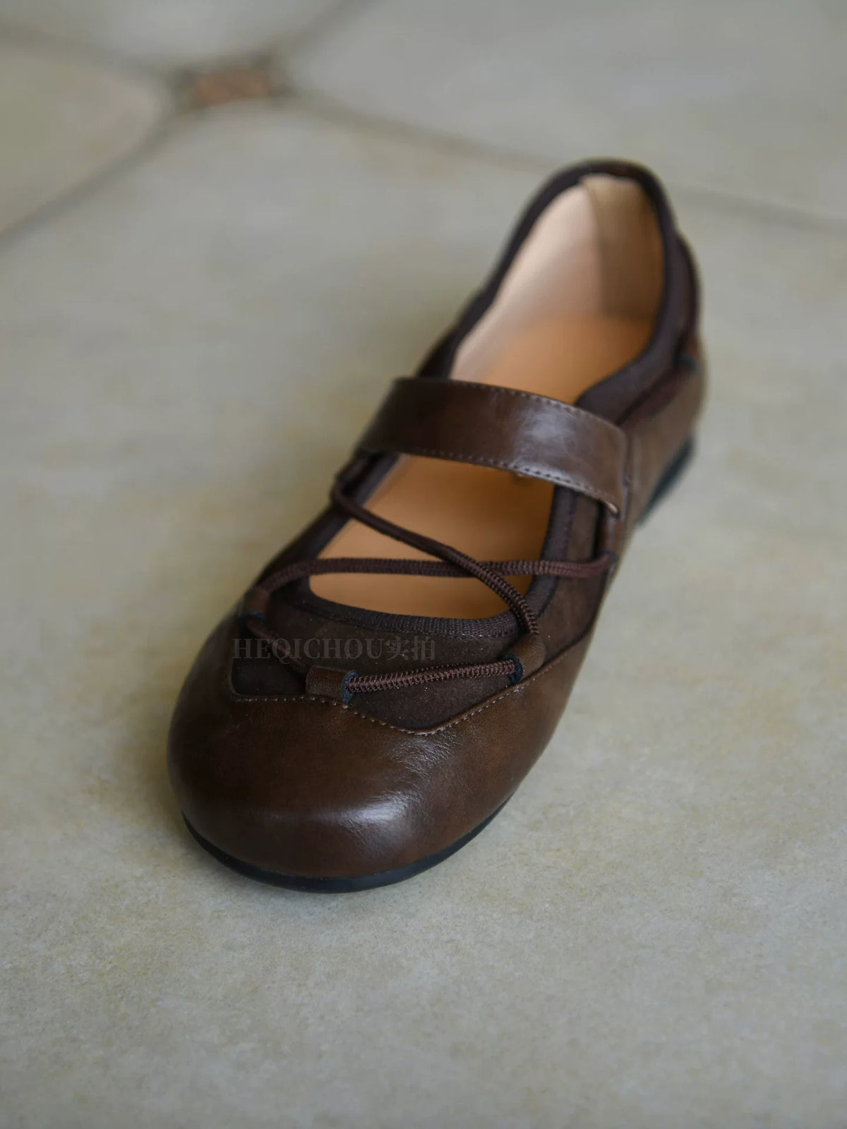 Cocoa Lace-Up Mary Jane Flats