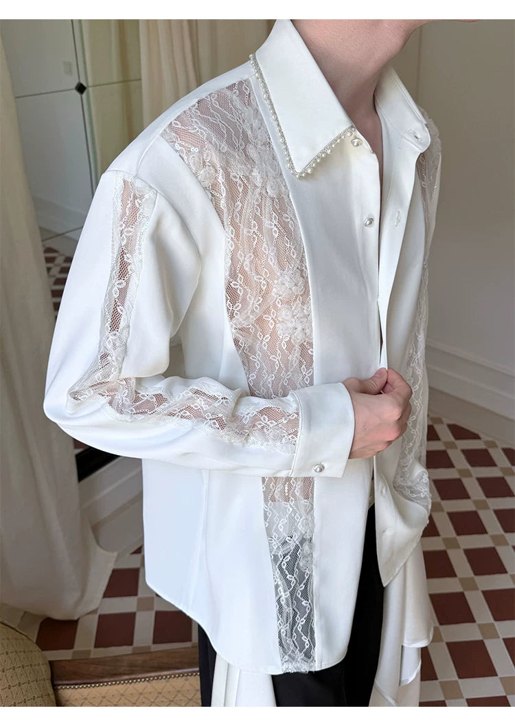 Ivory Reverie Pearl Lace Shirt