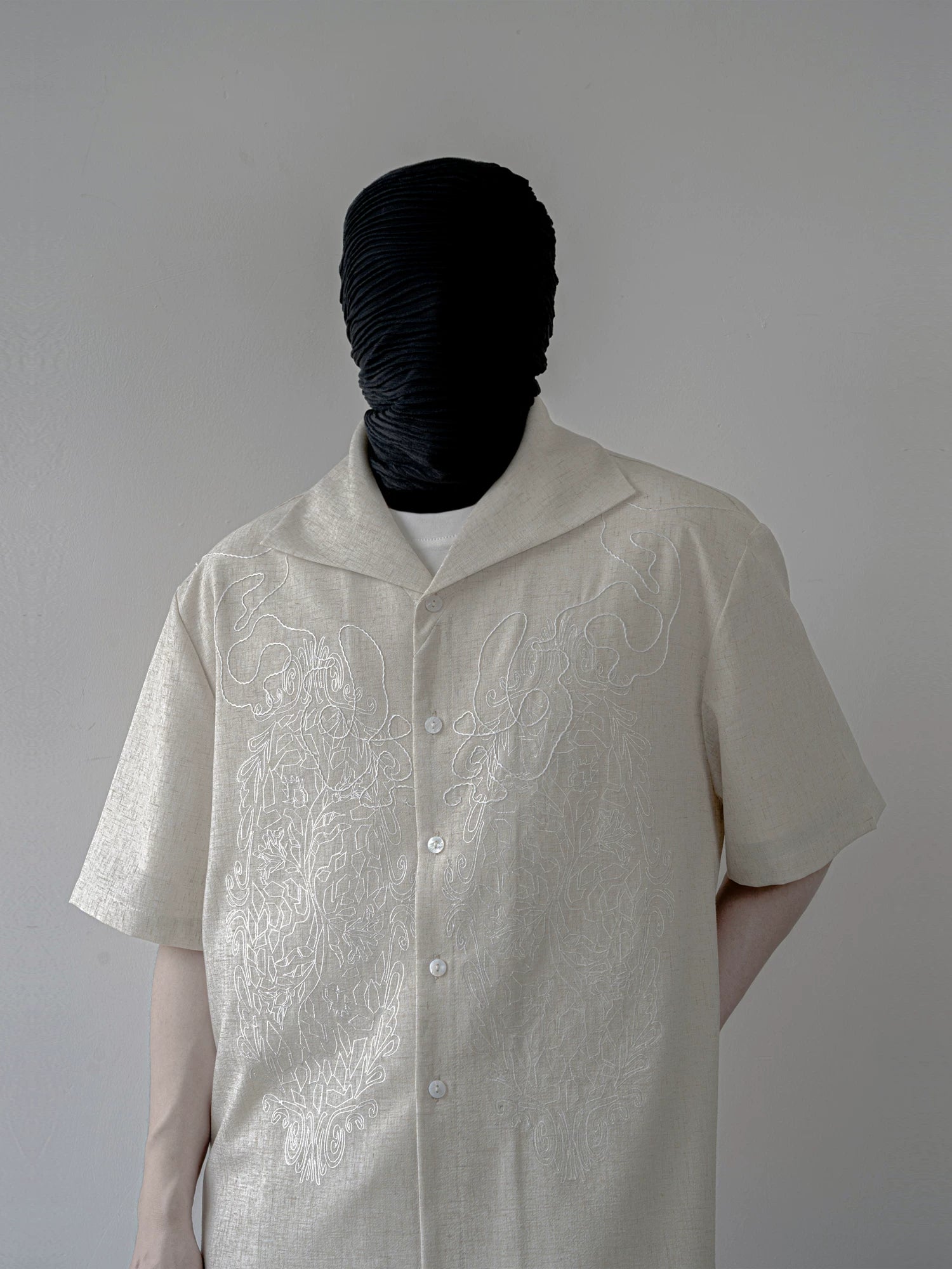 Linen Haze Scroll Camp Shirt
