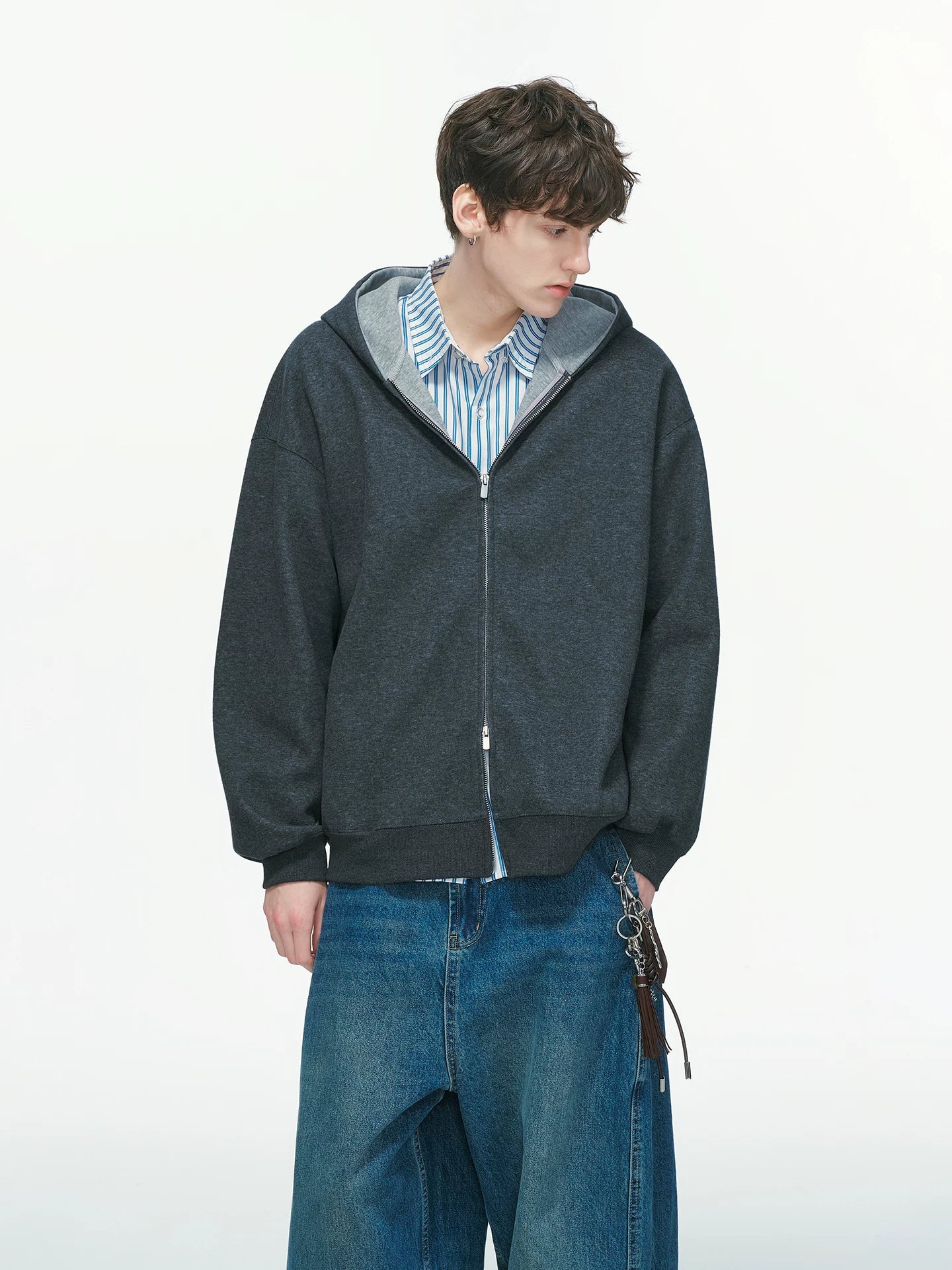 Dual-Tone Varsity Zip Hoodie
