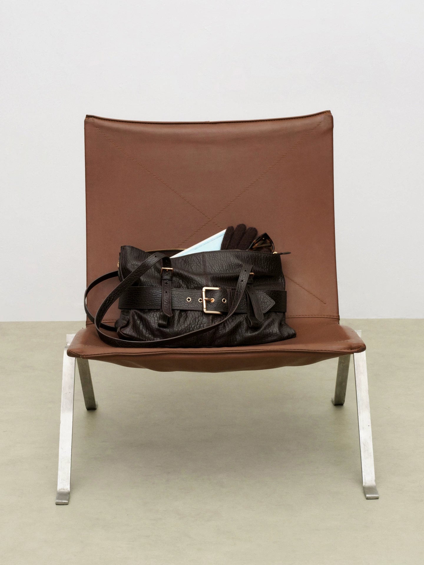 Oversized Buckle Leather Baguette Bag - view 5