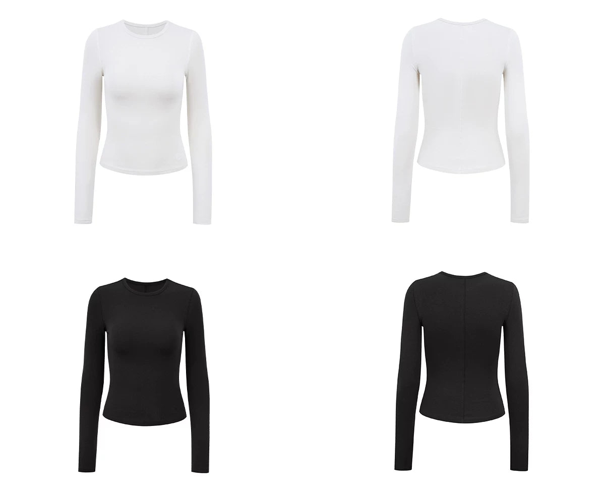Sculpted Crew Neck Long Sleeve Top