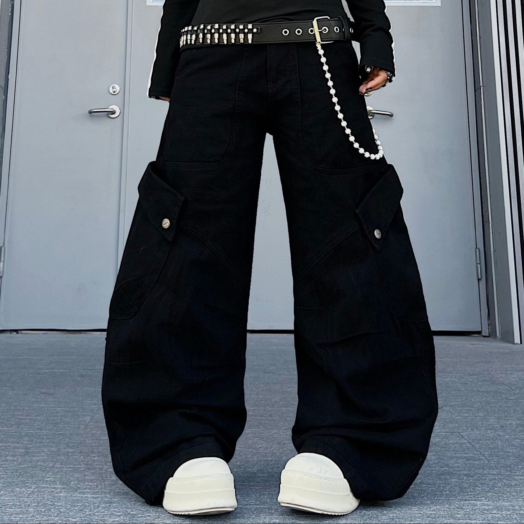 Men's Multi-Pocket Panel Wide-Leg Cargo Pants