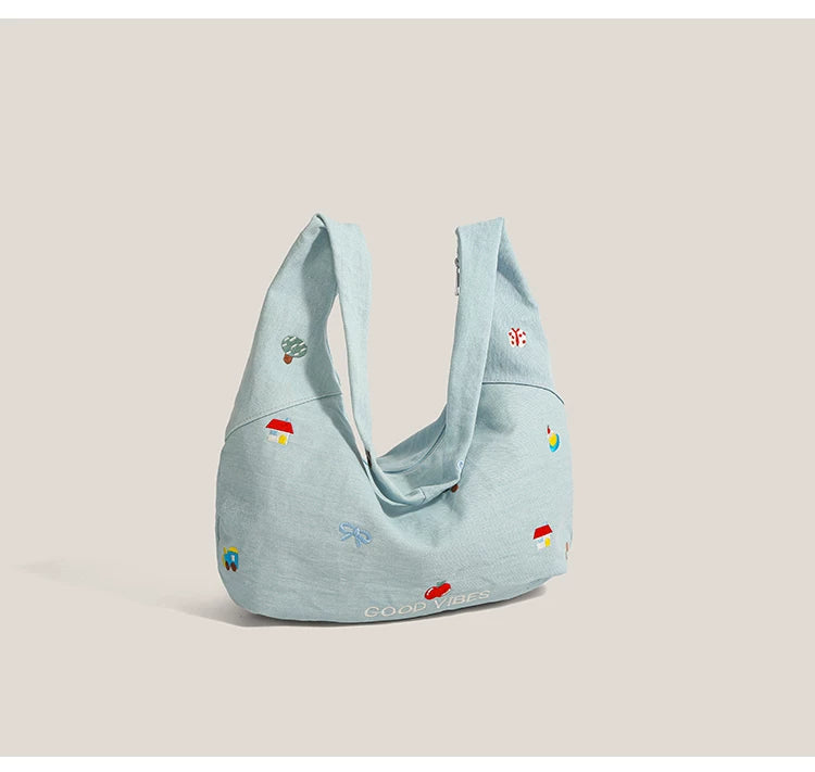 Good Vibes Embroidered Hobo