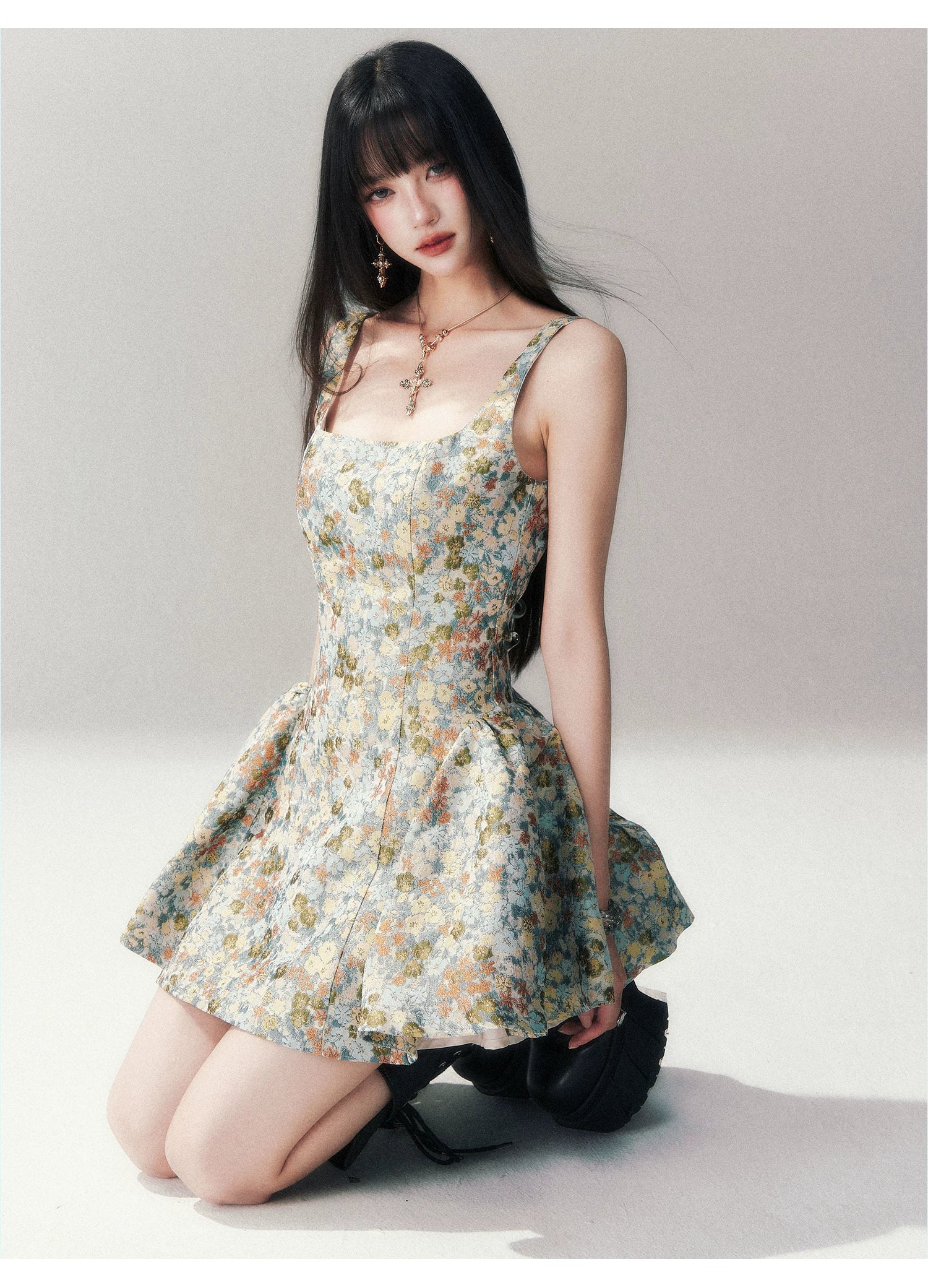 Garden Sonata Brocade Mini Dress