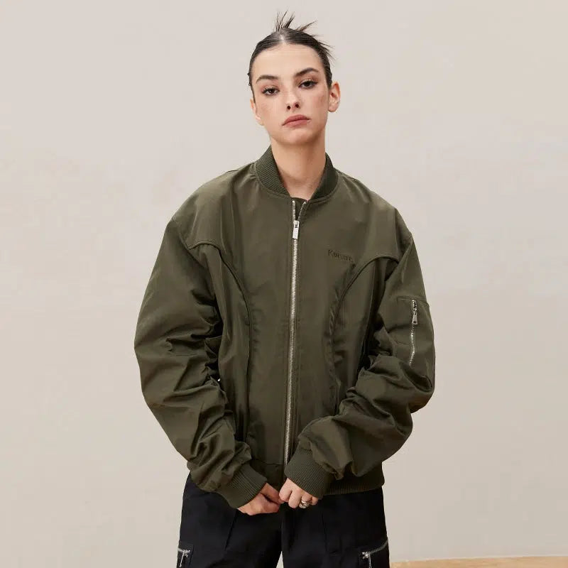 Bomber Jacket with Structured Line Detail - chiclara