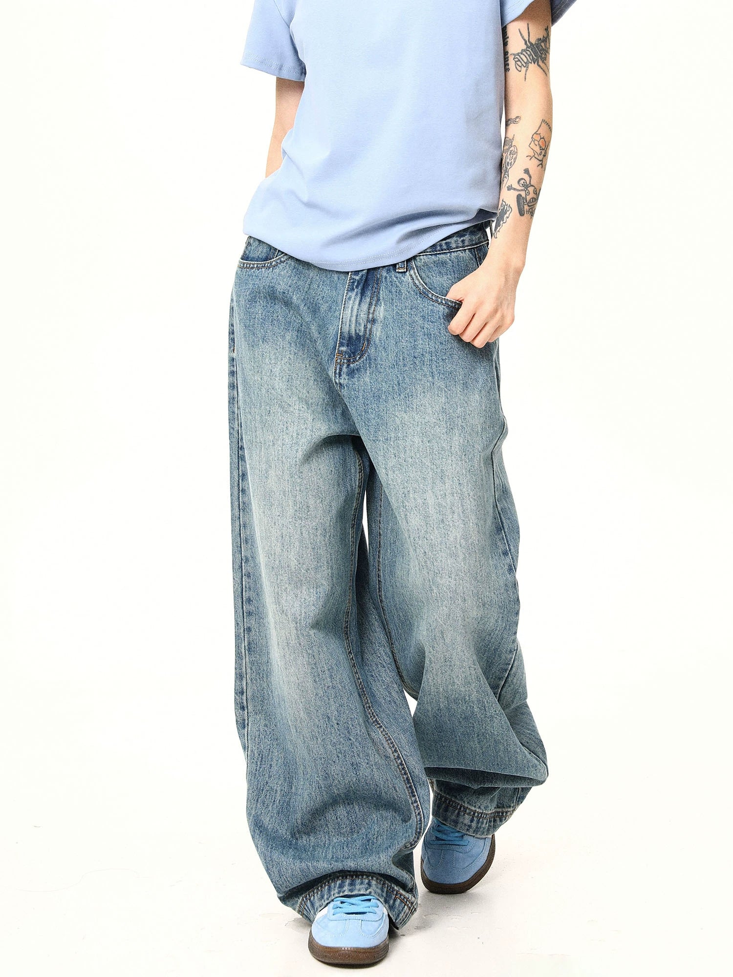Baggy Retro Washed Wide Jeans