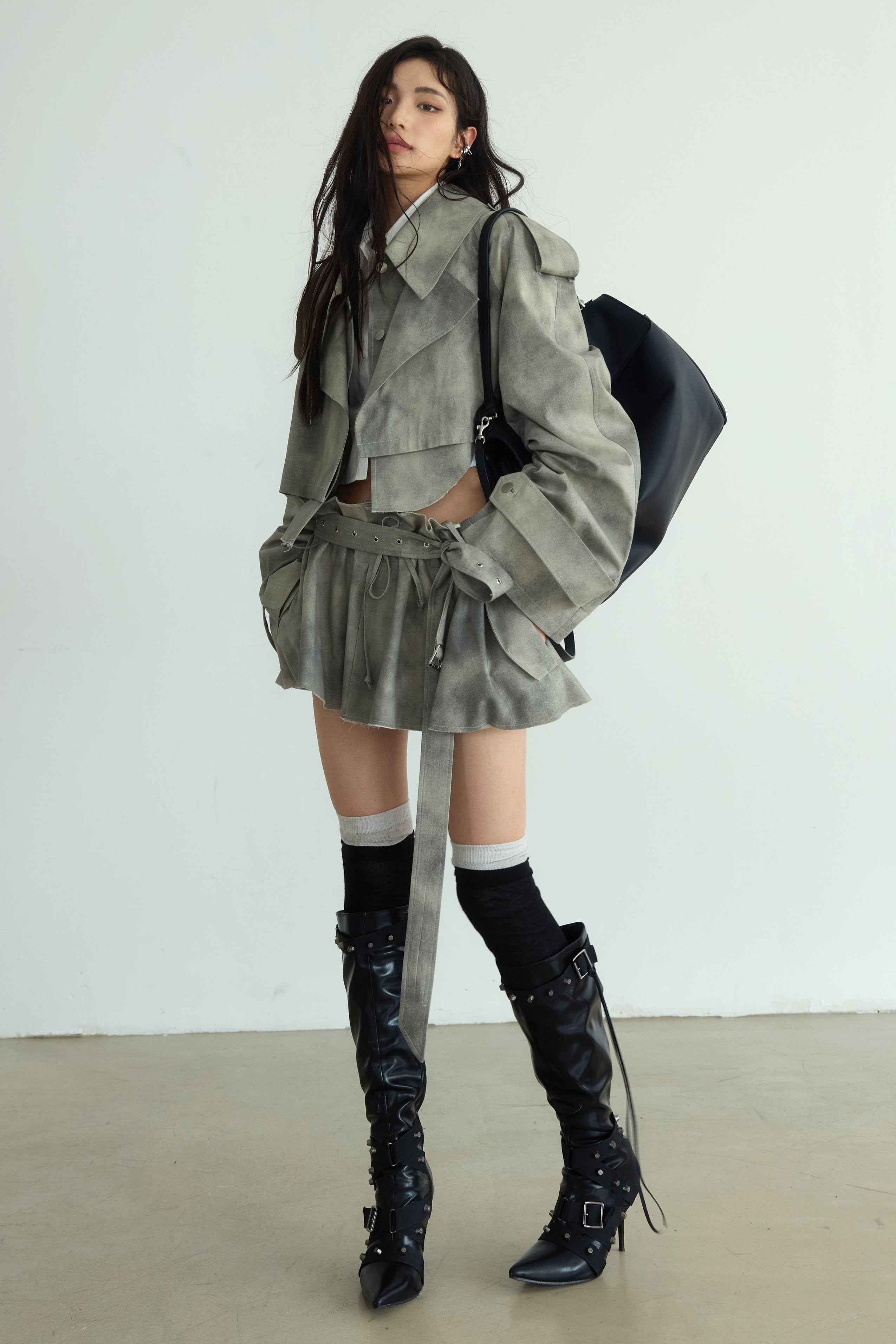 Storm Cloud Cropped Trench Jacket