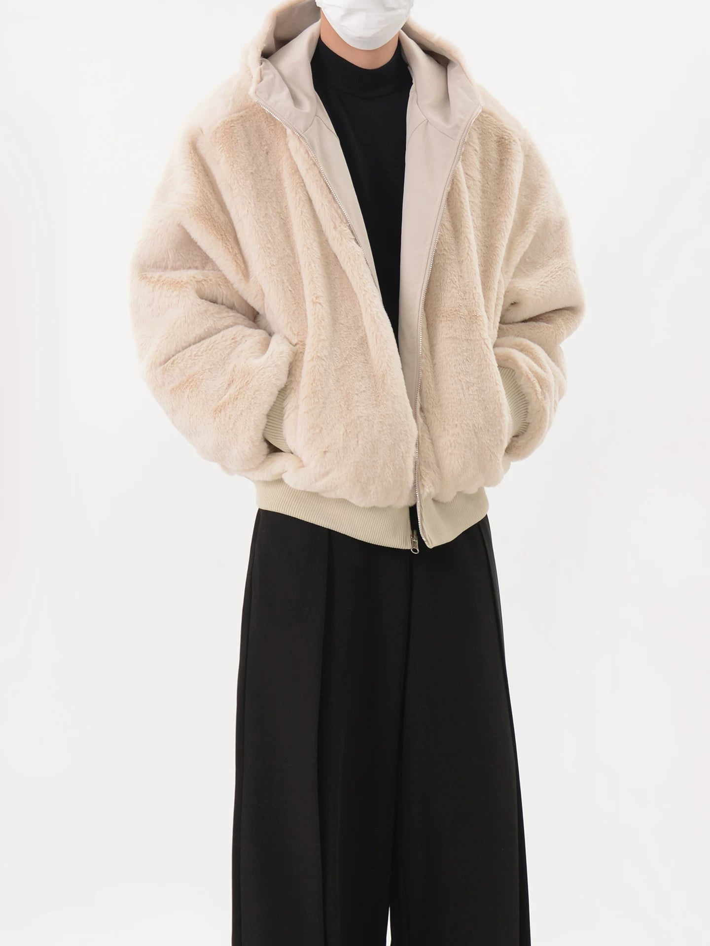 Hooded Zip-up Reversible Cotton Coat