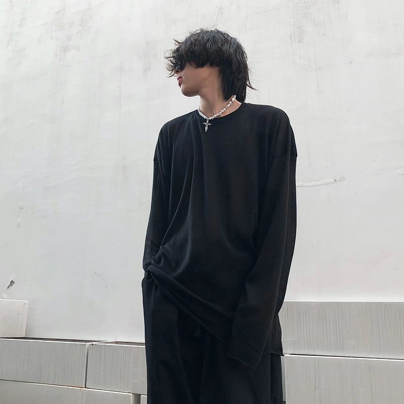Oversized Heathered Long Sleeve T-Shirt