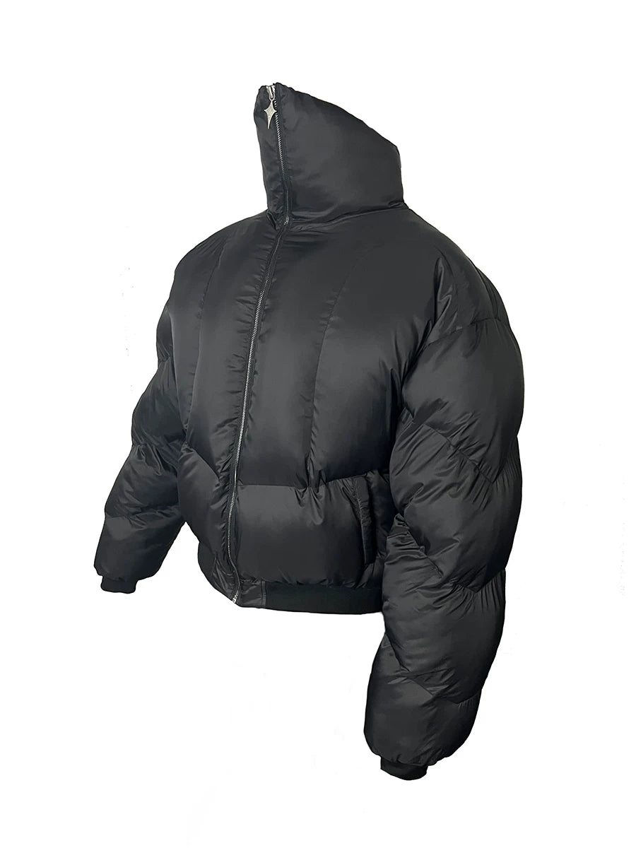High Collar Zip Oversized Puffer Bomber Jacket