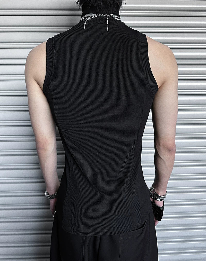 Midnight Obsidian Sleeveless Turtleneck Top