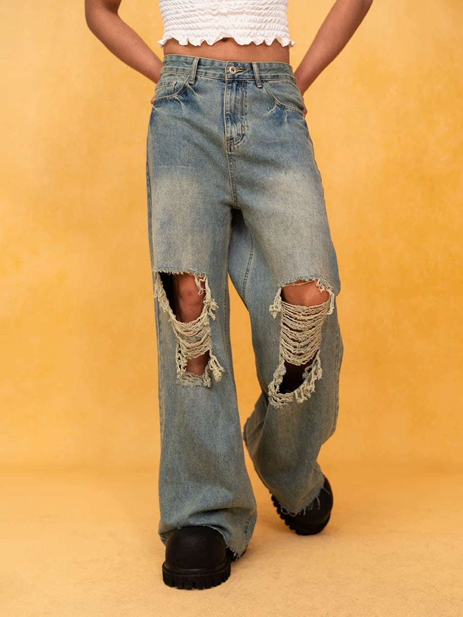 Shredded Anthem Slouchy Knee-Slash Jeans
