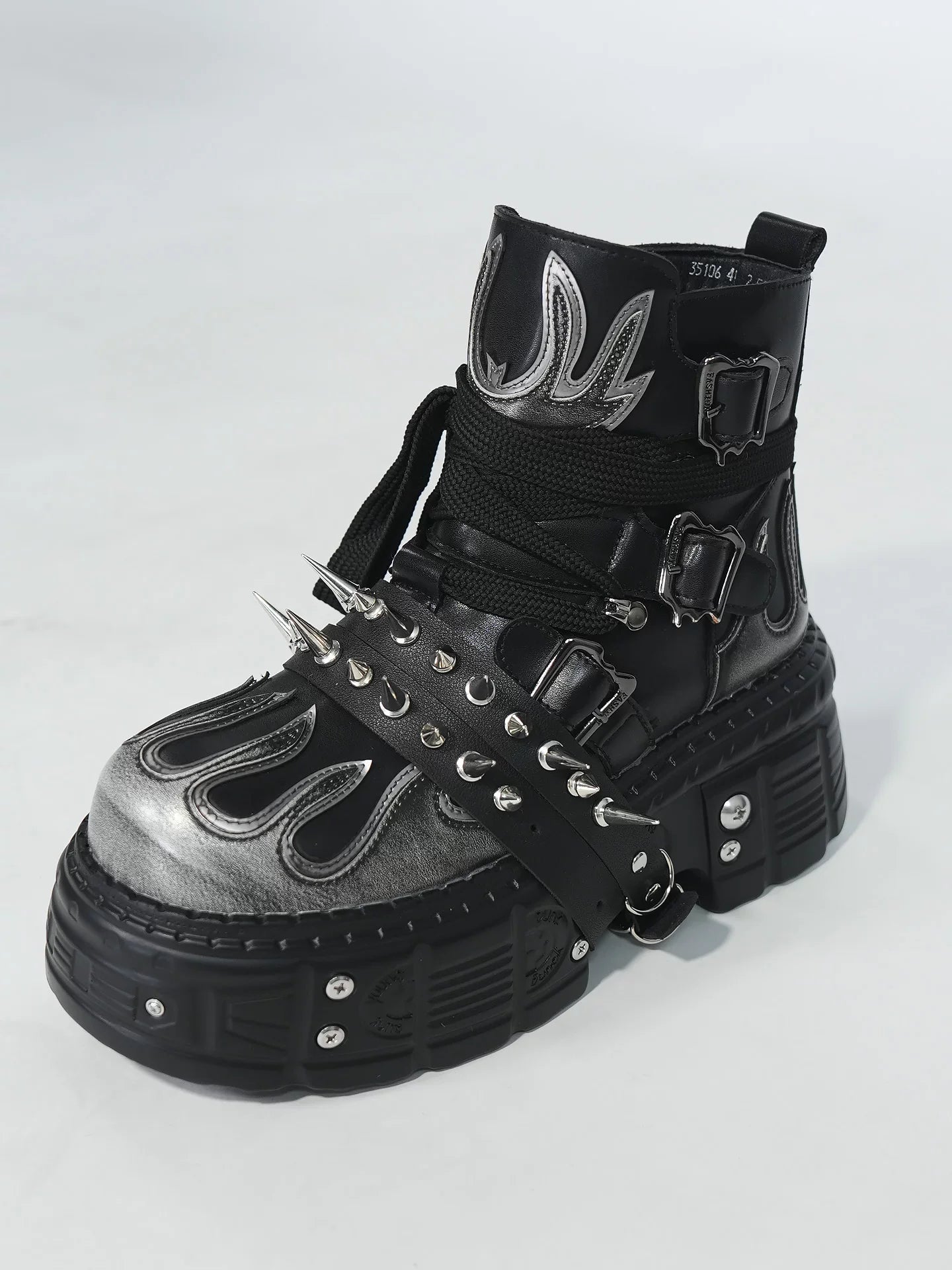 Obsidian Inferno Chain-Spike Platform Boots