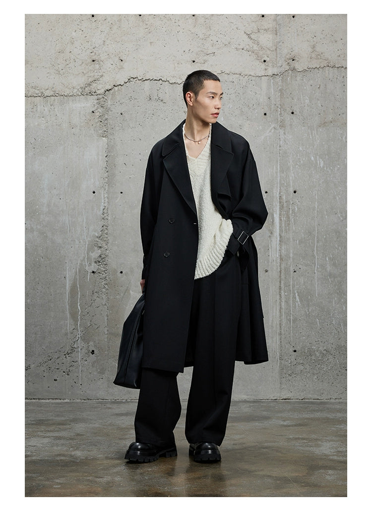 Twill Classic Lapel Long Trench Coat