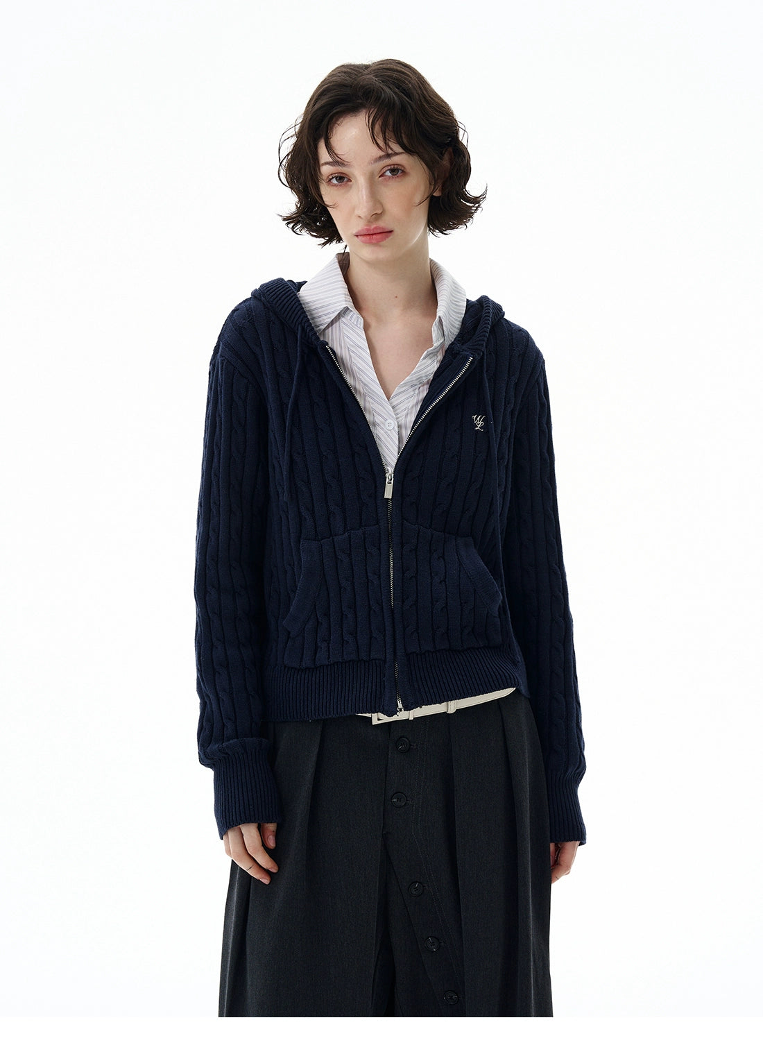 Noir Knit Zip Hoodie